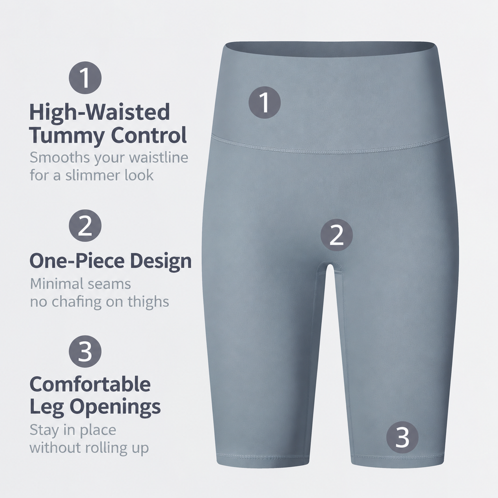 SMOVOV High-Waisted Sculpting Biker Shorts – One Size | AG004